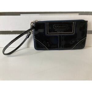 COACH SMALL NAVY PATTON LEATHER WRISTLET, WALLET